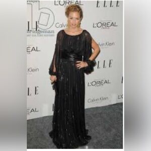 Rachel Zoe silk black gold maxi dress size 8